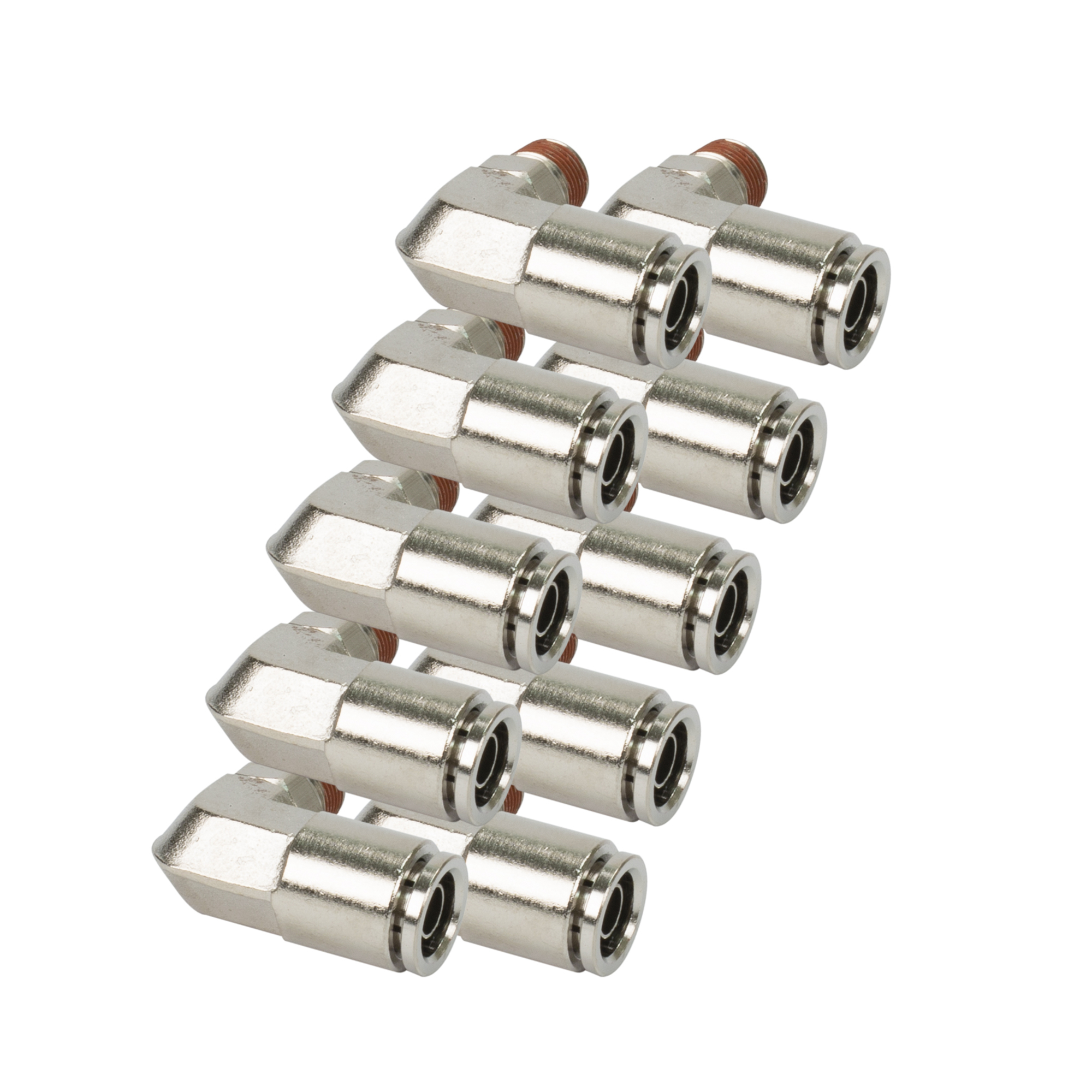 Viair 90 Degree Elbow Union PTC Fitting - Nickel-Plated Brass, 1/8in. x 1/8in., 200 PSI, 10 Pcs, Model# 11838-BP